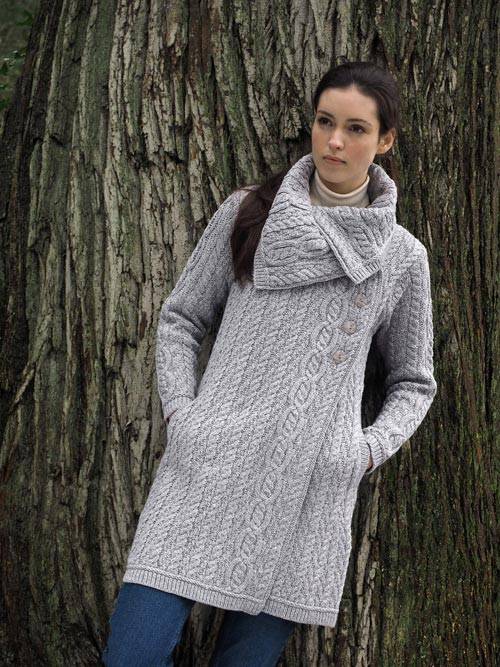 Aran Crafts Large Collar Button Coat - Grey – Fergus Scottish