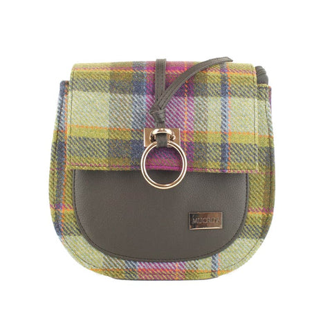 Mucros Weavers Grace Tweed Bag - Purple and Green Tartan