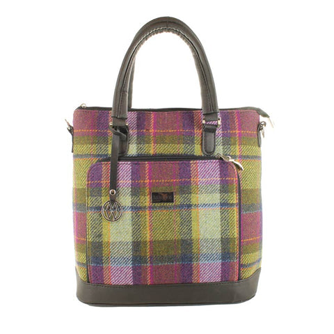 Mucros Weavers Ciara Tweed Bag - Purple and Green Tartan