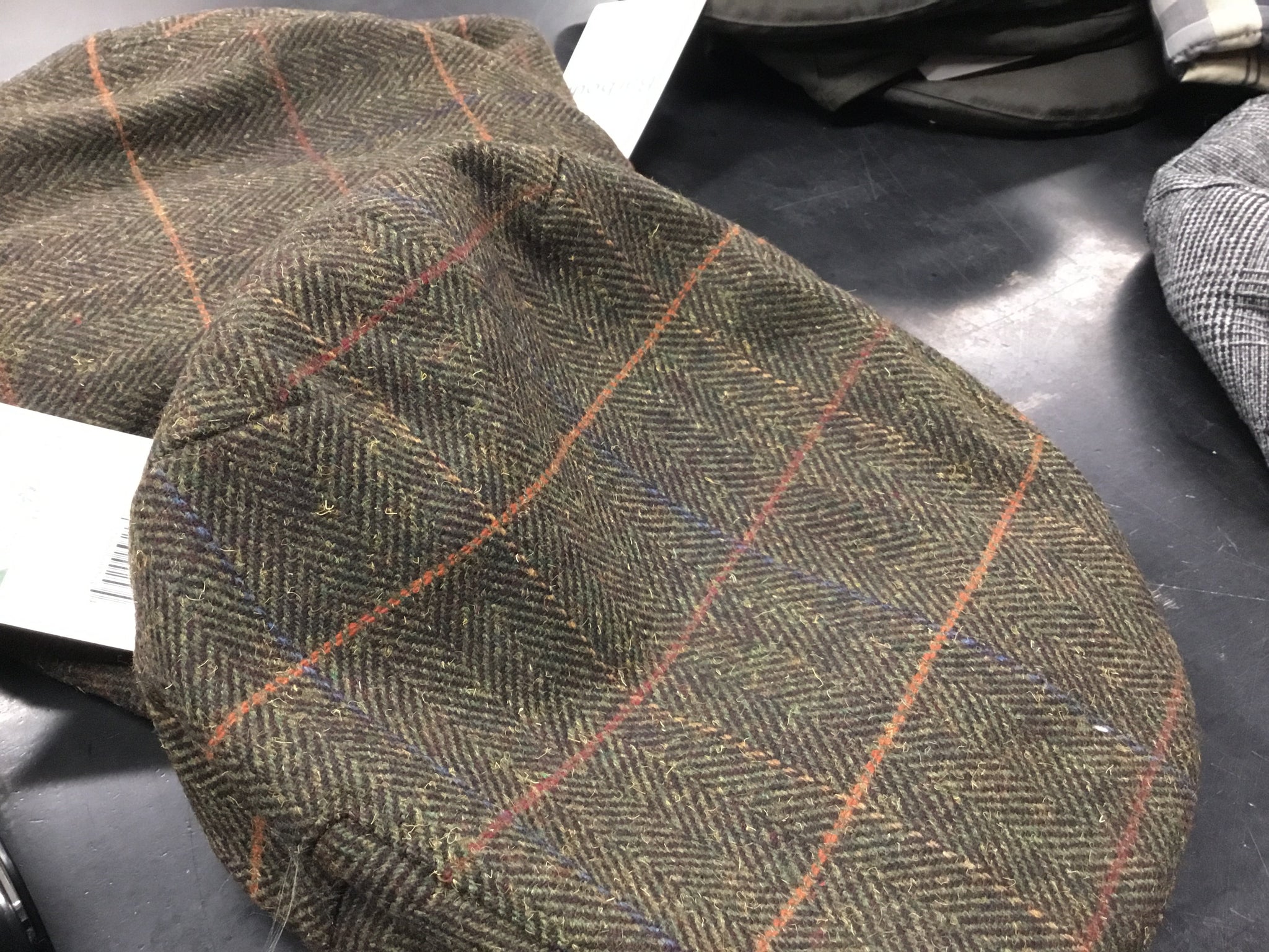 Barbour Wilkin Flat Cap Olive Herringbone