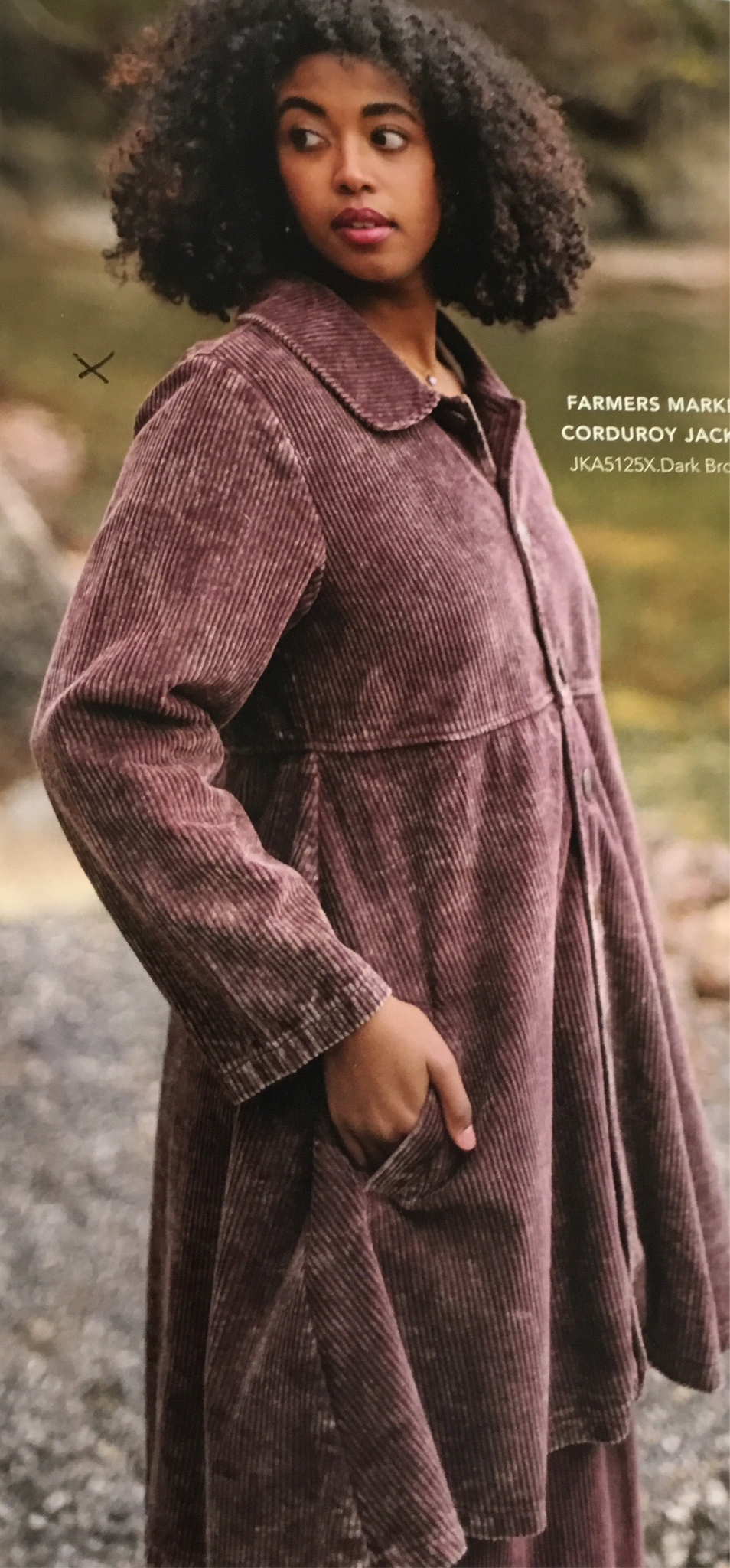 April Cornell farmers market corduroy jacket dark brown