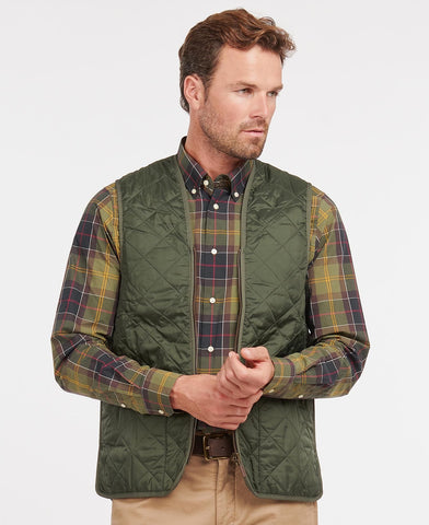 Barbour Quilted Waistcoat/Zip-in Liner - Olive/Classic