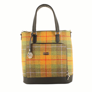 Mucros Weavers Ciara Tweed Bag - Green and Yellow Tartan