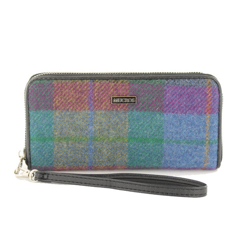 Mucros Weavers Tweed Wallet - Purple and Green Check