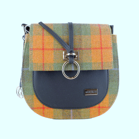 Mucros Weavers Grace Tweed Bag - Yellow and Green Tartan