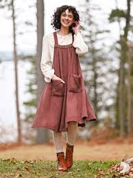 April Cornell Redwoods Pinafore dress Sunwashed maroon