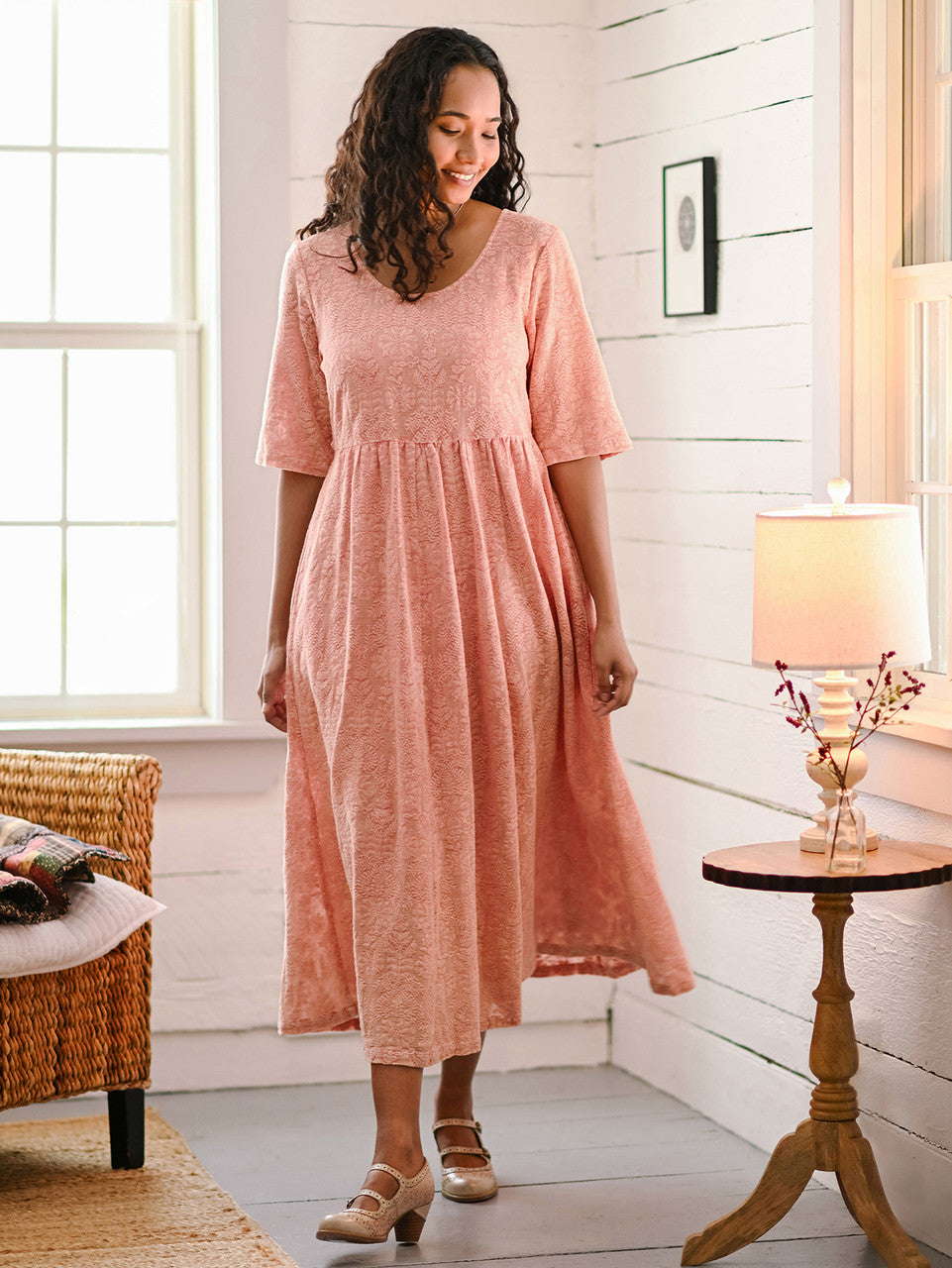 April Cornell Embossed Lace Dress pumpkin