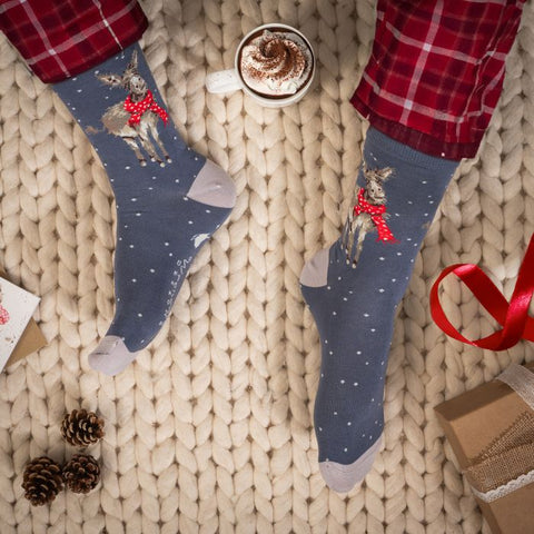 Wrendale Men’s Christmas Donkey Socks - All Wrapped Up