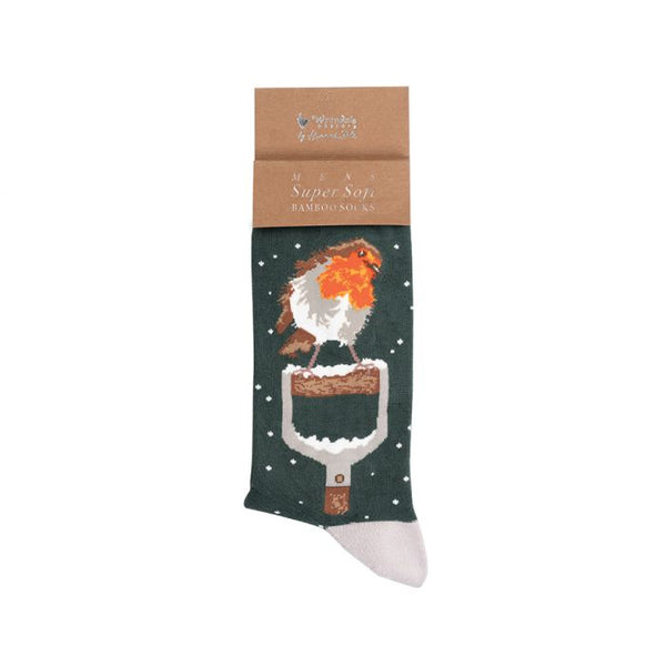 Wrendale Men’s Christmas Robin Socks - A Little Red Robin