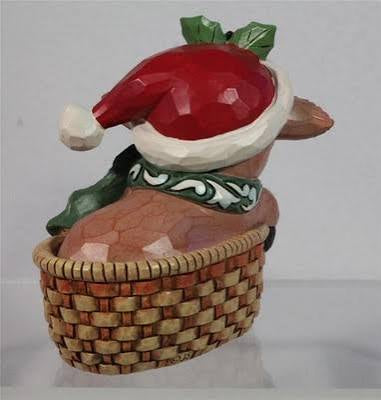 Jim shore Highland Cow in a basket Mini
