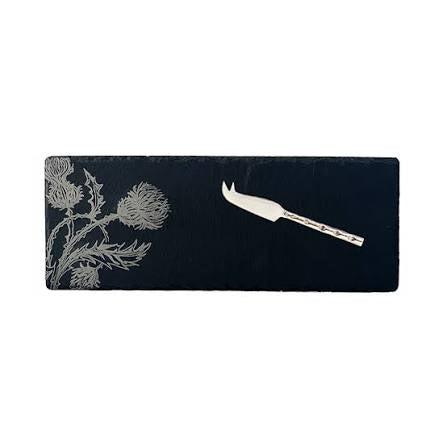 Selbrae house Mini slate and cheese knife boards Thistle trio