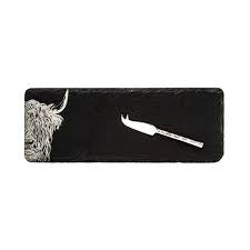 Selbrae house Mini slate and cheese knife boards highland cow
