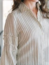 April Cornell -Hartford Stripe Blouse - Ecru Charcoal - BLA5006Z
