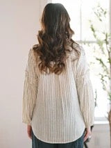April Cornell -Hartford Stripe Blouse - Ecru Charcoal - BLA5006Z