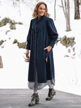 April Cornell -Skyline Corduroy Coat - Navy - JKA5036Z