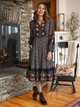 April Cornell - Posey Boho Dress - Dark Plum - DRA5120Z