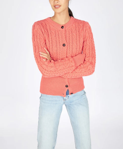 IrelandsEye -Elva Merino Cropped Cardigan - Salmon - C293