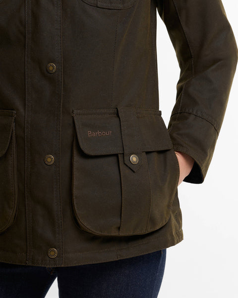 Barbour - Beadnell Winter Defence Wax Jacket - Women's - Olive/Classic - LWX1066