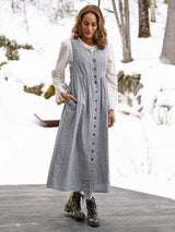 April Cornell - Portsmouth Stripe Pinafore Dress - Natural Navy - BLA5004Z