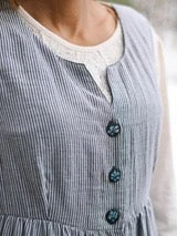 April Cornell - Portsmouth Stripe Pinafore Dress - Natural Navy - BLA5004Z