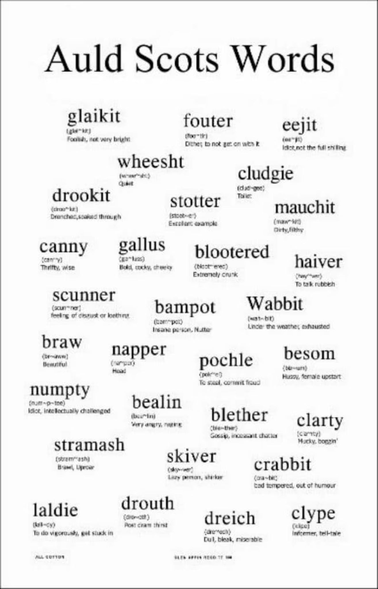Glen Appin Tea Towel - Auld Scots Words