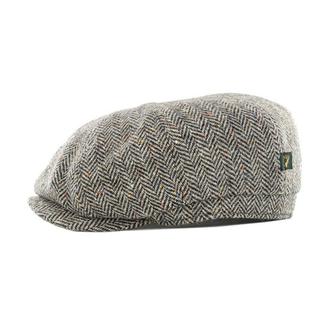 Mucros Weavers Driving Cap - Grey Herringbone