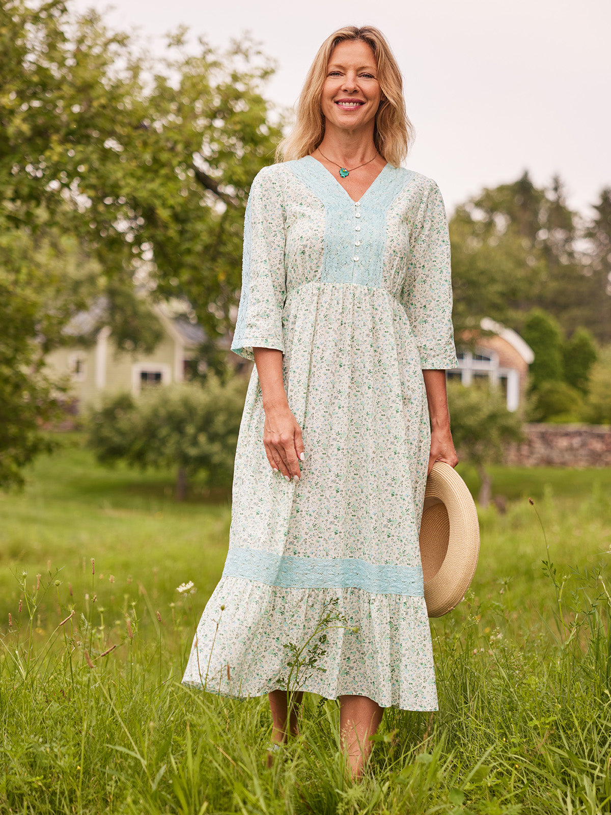 April Cornell Seaside Prairie Dress - Pale Aqua