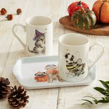 Wrendale Mug & Tray Set - Halloween Cat/Dog