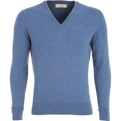 IrelandsEye Men’s Knitted V Neck Pullover - Blue Stone