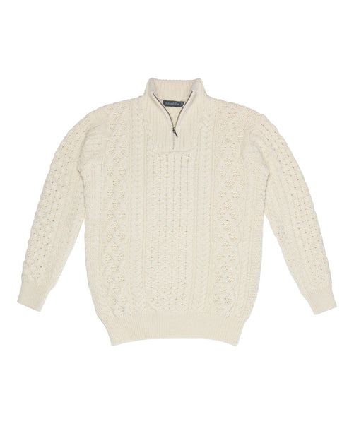 IrelandsEye Dromore Aran Troyer Sweater - Natural