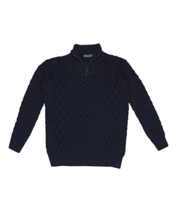 IrelandsEye Dromore Aran Troyer Sweater - Navy