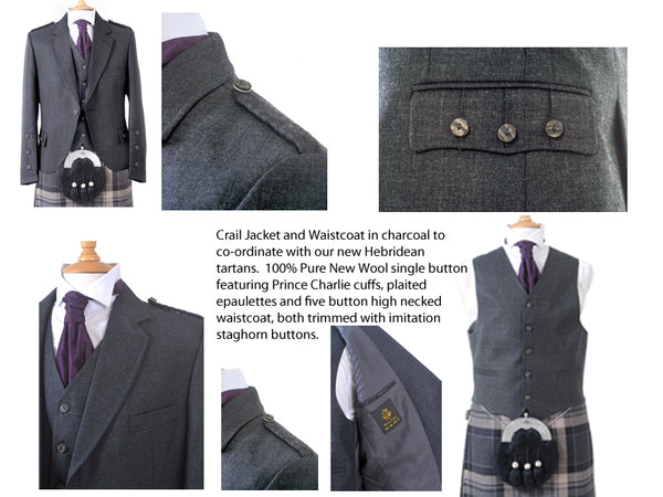 Crail Tweed Jacket and Vest - Charcoal