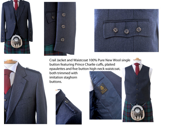Crail Tweed Jacket and Vest - Midnight