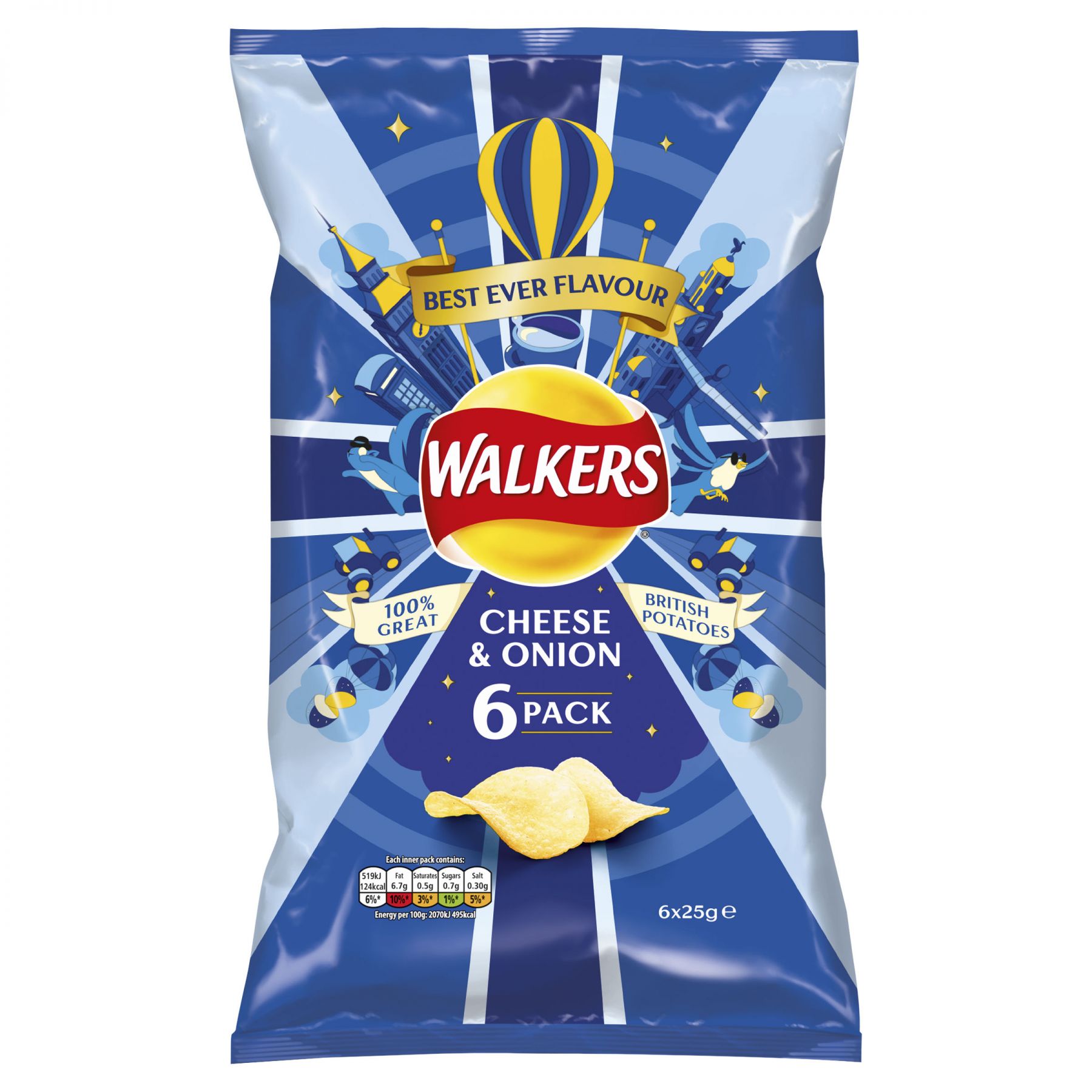 Walker’s Cheese and Onion Crisps 6 pk