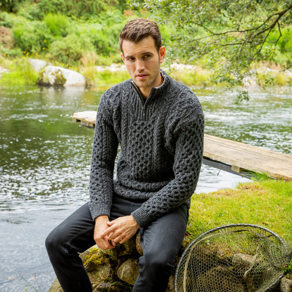 IrelandsEye Curragh Cable Troyer Sweater - Charcoal