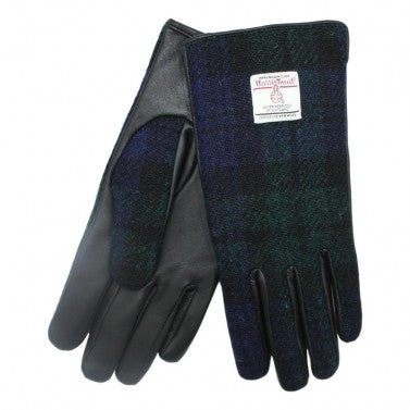 Glen Appin Ladies Gloves Harris Tweed - Black Watch