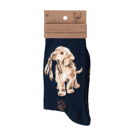 Wrendale Hopeful Dog Navy Socks