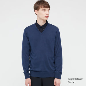 IrelandsEye Men’s Soft Touch V Neck Sweater - Ocean Blue