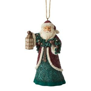 Jim Shore Victorian Santa With Lantern and Garland - Hanging Ornament
