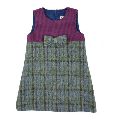 Harris Tweed & Cord Pinafore Dress in Lilac Check