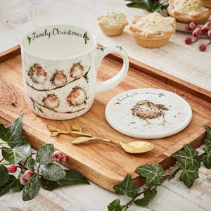 Wrendale Mug & Coaster - Bird Family Christmas