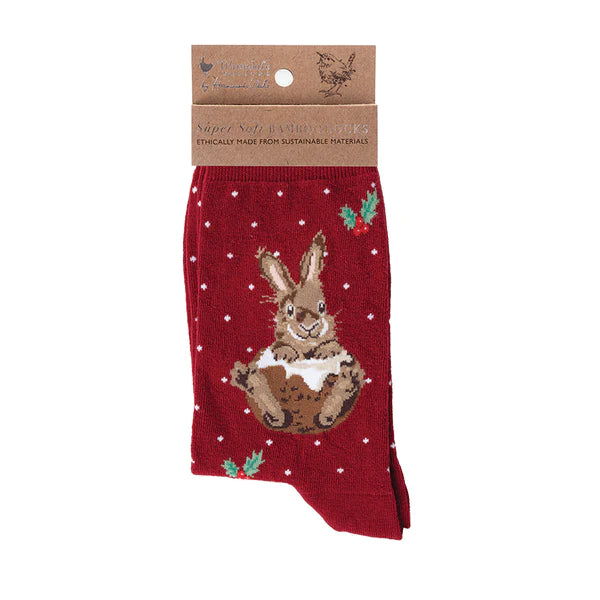 Wrendale Christmas Socks - Little Pudding Bunny