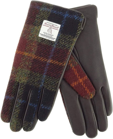 Glen Appin Ladies Gloves Harris Tweed - Rust Check