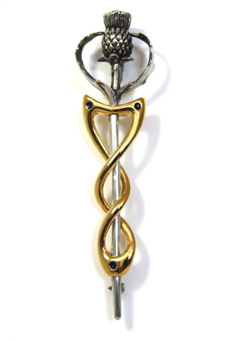 Thistle With Gold Weave Kilt Pin