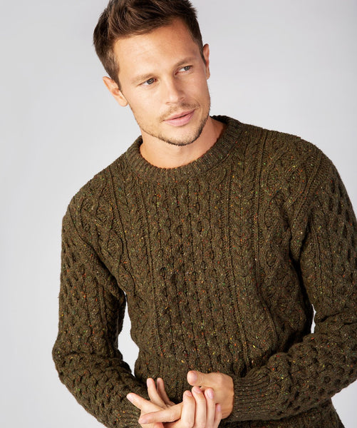 IrelandsEye Carraig Luxe Aran Sweater - Loden