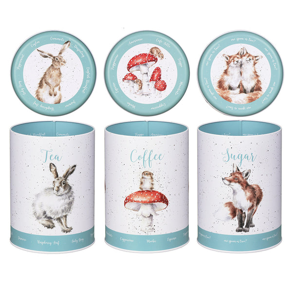 Wrendale Tea Coffee Sugar Canister Trio - Country Set