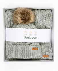 Barbour Women’s Hat & Scarf Box Set - Gray