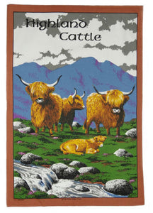 Glen Appin Tea Towel - Highland Cattle
